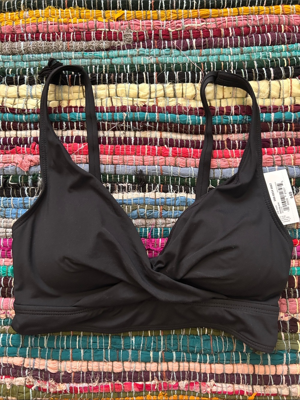 Liz Claiborne Black Twist-Front Swim Bralette